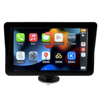 7-inch portable Apple CarPlay screen for Tesla, offering seamless app integration, navigation, and Bluetooth music for a modern driving experience.