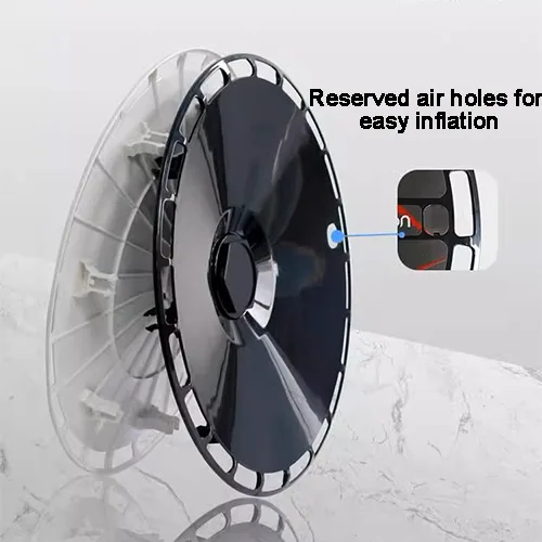 Tesla Model 3/Y custom wheel cover with reserved air holes for easy inflation.