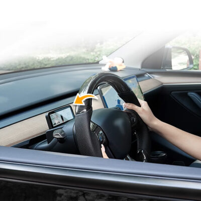 Tesla Mini Dashboard with CarPlay smart screen, displaying driving data and enhancing interior aesthetics for Tesla Model 3/Y.