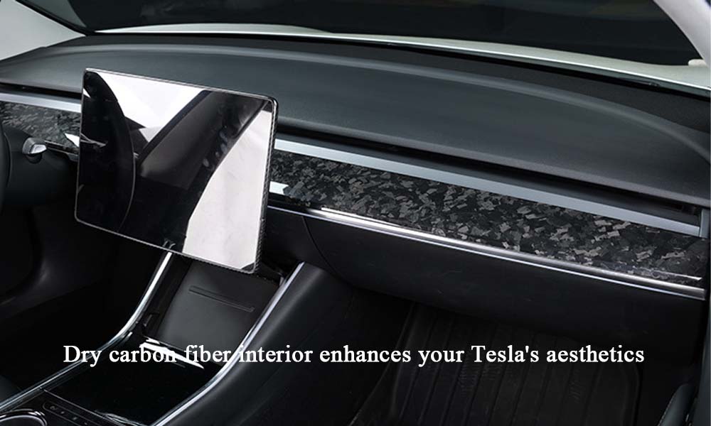 High-Quality_Material-Tesla Dry Carbon Fiber Center Console Interior