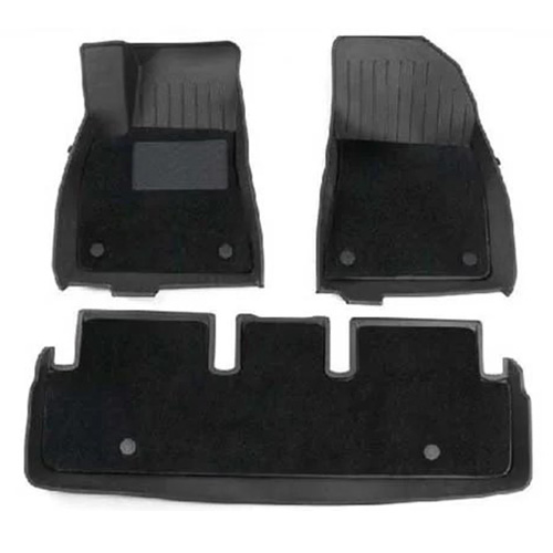 Tesla TPE floor mats with elbow yarn carpet surface, provide soft texture and robust protection for front and rear seating areas.