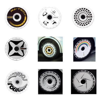 Custom Tesla Wheel Covers with Graphic Designs for Model 3 and Model Y – Unique and Aerodynamic