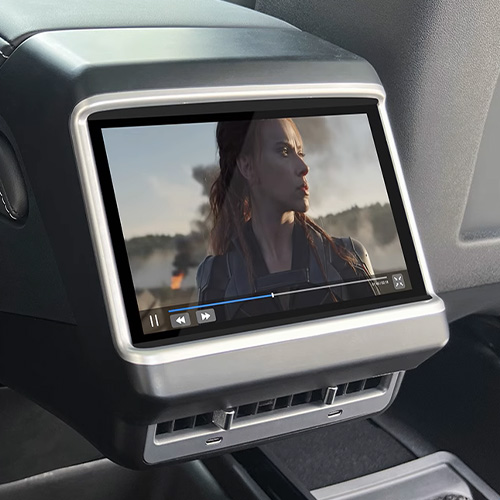 The Tesla Model 3/Y's rear-seat entertainment touchscreen has a video playback function for entertainment of rear passengers or children.