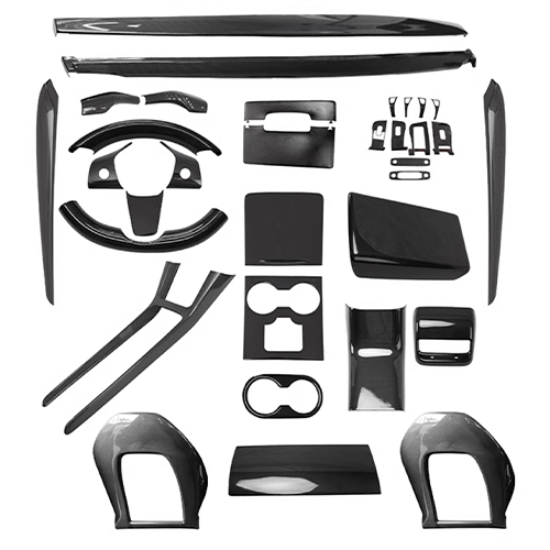 The Tesla Model 3 Carbon Fiber Interior Kit includes the carbon fiber look of multiple Tesla accessories, bringing a stylish upgraded look. Includes matte, glossy, dry carbon and other carbon fiber styles.