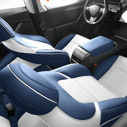 Customized seat covers designed for Tesla Model 3/Y, stylish, comfortable, and with interior protection. Designed based on Tesla's real car data, they fit perfectly with Tesla's seats.