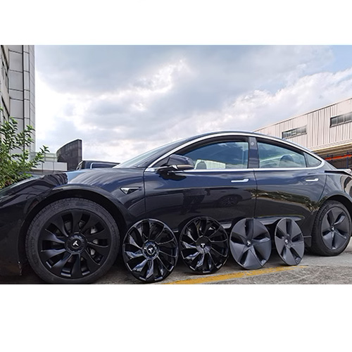 Customize the look of your Tesla wheels with a variety of black wheel cap styles for the Tesla Model 3.